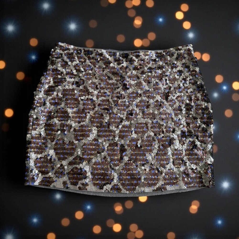 EXPRESS Y2K Vintage Animal Print Sequin Mini Skirt Size XS